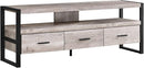 STAND-60 L Reclaimed Wood-Look / 3 Drawers TV Stand, Taupe