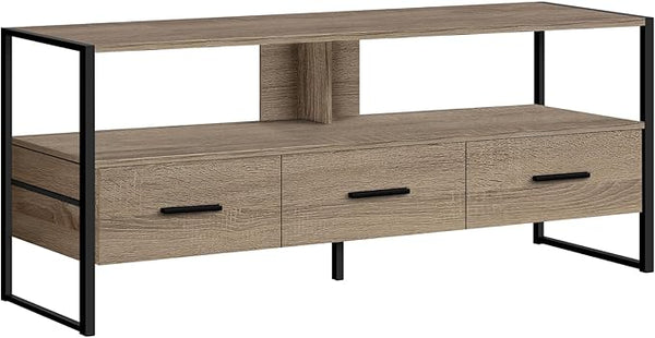 2618 Tv Stand, 48 Inch, Console, Media Entertainment Center, Storage Drawers, Living Room, Bedroom, Laminate, Metal, Brown, Black