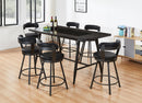 8PC PUB SET (Tabletop W/Glass, Table Base & 6- Swivel Pub Stools (Black)