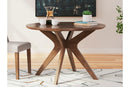 ROUND DINETTE TABLE W/ 4 GREY UPH CHAIRS