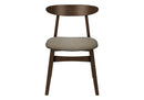 DINING CHAI/ 30"H BROWN WALNUT / BEIGE FABRIC