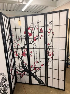 4-Panel Screen W/ Plum Blossom