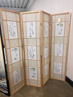 4-Panel Screen W/ Floral Prints