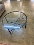 Oval Coffee Table w/ Glass (Black)