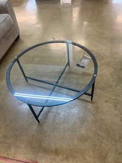 Oval Coffee Table w/ Glass (Black)