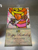 52" X 90" Happy Birthday Tablecloth