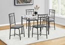 DINING SET - 5PCS SET / WHITE MARBLE TOP / BLACK METAL
