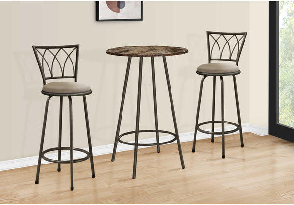 HOME BAR - 30"DIA / ESPRESSO MARBLE / COFFEE METAL