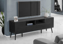 TV STAND - 72"L / BLACK WOOD-LOOK WITH STORAGE