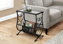 ACCENT TABLE - SATIN BLACK METAL WITH TEMPERED GLASS