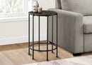 ACCENT TABLE - 24"H / DARK OAK / BLACK METAL