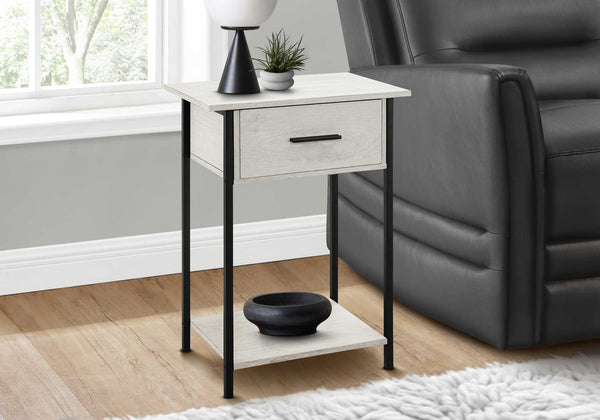 ACCENT TABLE - 24"H / WASHED OAK / BLACK METAL