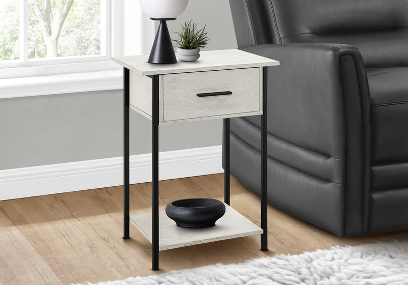 ACCENT TABLE - 24"H / WASHED OAK / BLACK METAL