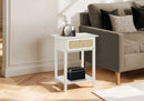 ACCENT TABLE - 24"H / WHITE / NATURAL DRAWER