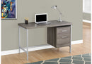 COMPUTER DESK - 48"L / DARK TAUPE / SILVER METAL