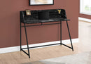 COMPUTER DESK - 48"L / BLACK MARBLE-LOOK / BLACK METAL
