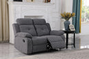 Reclining Loveseat/Recliner W/ Drop Down Cup Holder (Gray, Fabric)