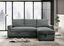 Jayla - Light Gray Reversible Sectional with pull-out bed and storage chaise