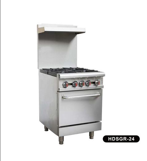 24" Heavy Duty Gas Range (4) 30.000 BTU Top Burners, 31.000 BTU Oven