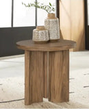 ROUND END/COFFEE TABLE (WARM BROWN)