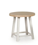 ROUND END/COFFEE TABLE (ANTIQUE WHITE/BROWN)