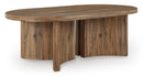 ROUND END/COFFEE TABLE (WARM BROWN)