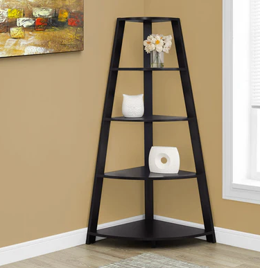 BOOKCASE - 60"H / CAPPUCCINO CORNER ACCENT ETAGERE