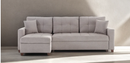 Mocca Wide Reversible Chaise Sleeper Sectional – Dupont Grey, Queen Sleeper with Storage