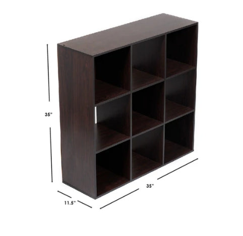 Open and Enclosed 9 Cube Storage Organizer (Espresso)