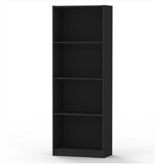 4 Shelf Wood Book Case (Black)