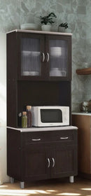Kitchen Cabinet Freestanding China Display Hutch with Storage, Microwave Shelf and Utensil Drawer
