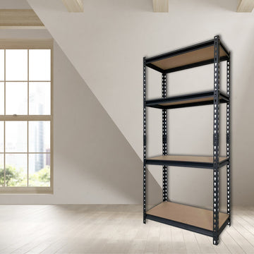 4 Tier Shelves w/ Wood Tops (Black)
