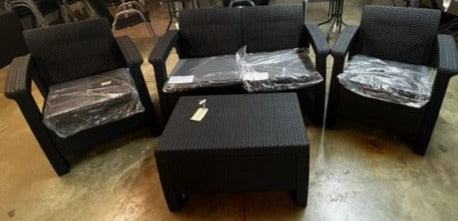 4pc Patio Set (1-Love Seat, 2-Armchairs, 1-Table)
