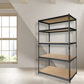 5 Tier Shelves w/ Wood Top (Black)